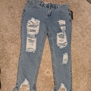 Distressed Blue Boyfriend Jeans